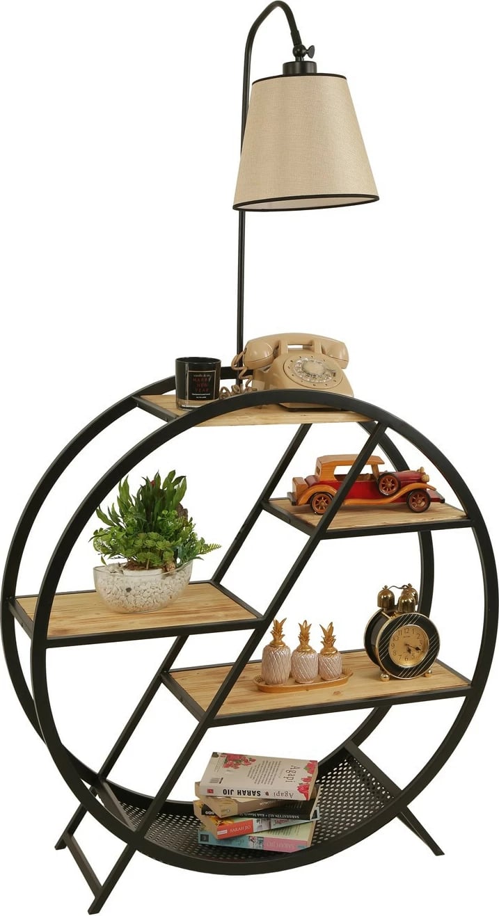 Llambë dyshemeje Opviq, me raft librash, ngjyrë thurje, 8530-4