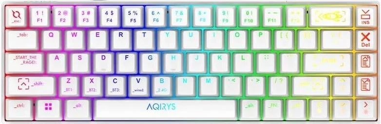 Tastierë Aqirys Mira, RGB, mekanike, wireless dhe me kabllo, e bardhë