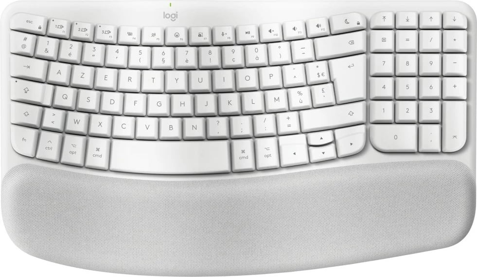 Tastierë Logitech Wave Keys për Mac, wireless, ergonomike, e bardhë