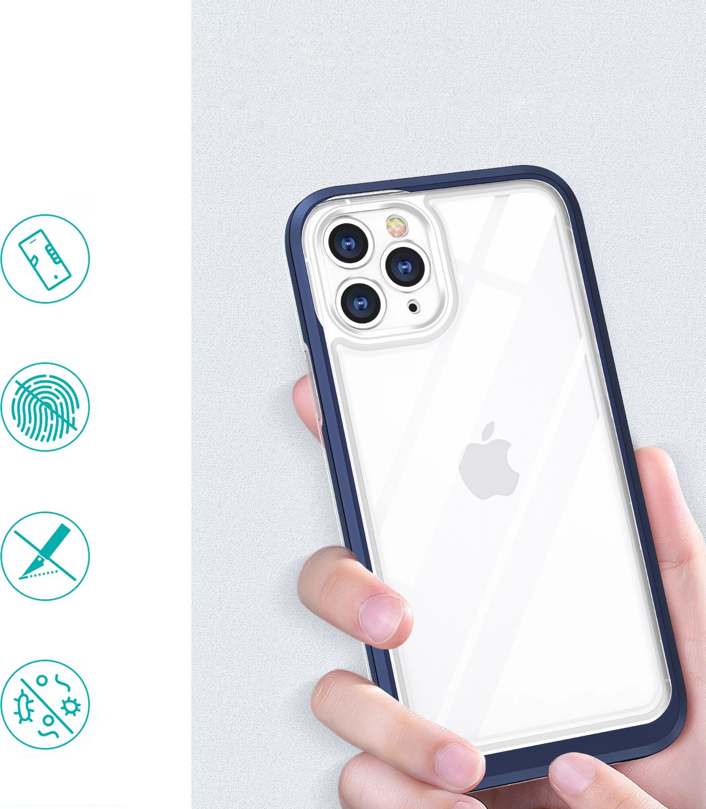 Mbështjellës Hurtel Hybrid Armor Clear 3in1 për iPhone 11 Pro Max, Kaltër/Transparent