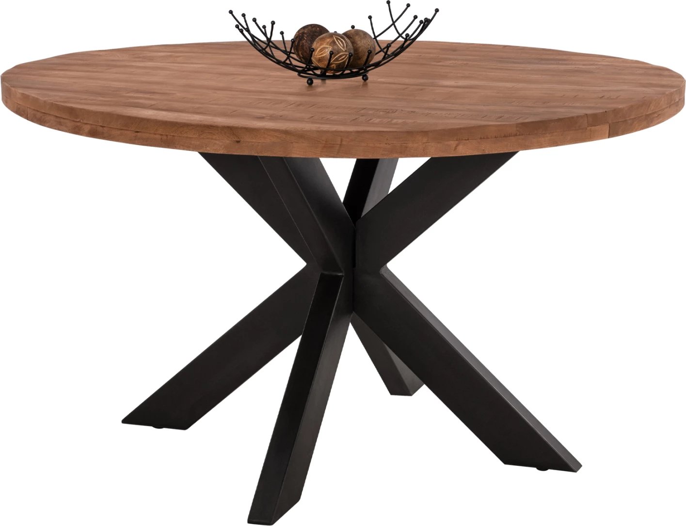 Tavolinë ngrënieje e rrumbullakët, MONTANA SUPERIOR, sipërfaqe druri akacieje të ngurtë, 4cm, Φ120Χ77Hcm