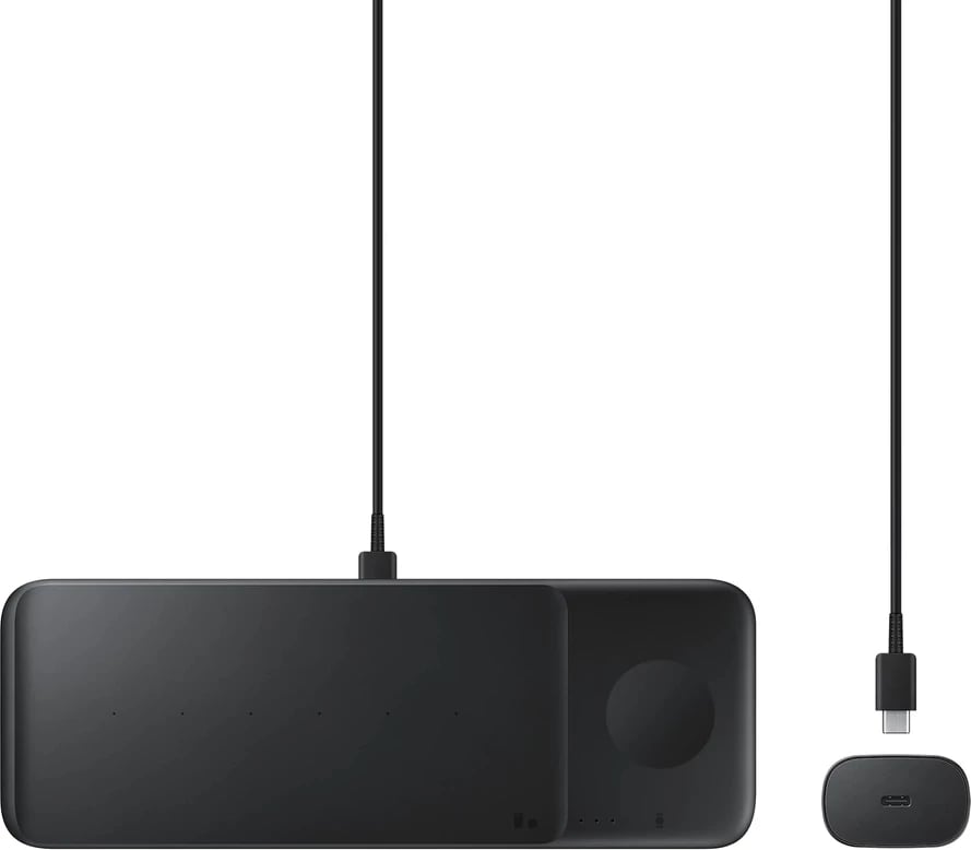 Karikues wireless Samsung Trio EP-P6300TBEGEU 3-në-1, me karikues muri dhe kabllo, i zi