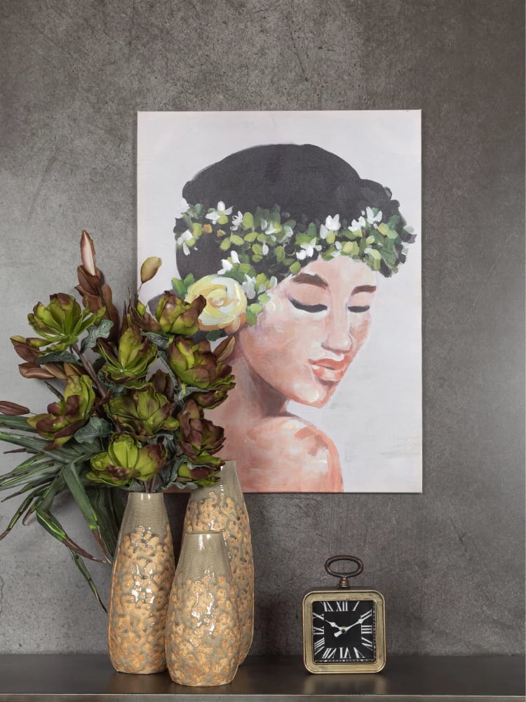 Vazo dekorative, ngjyrë mente, qeramike, 14x14x34cm