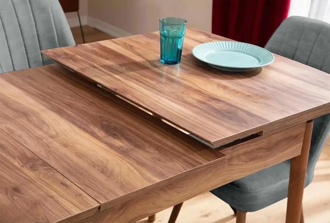 Tavolinë me karrige, zgjatshme, 7 copë, Skye Decor, Lidyana, ngjyrë gri