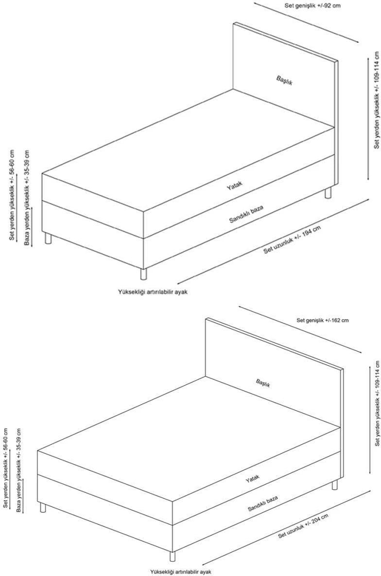 Baze dhe shpinore krevati dopio, ngjyrë antracit, Skye Decor, Vitalia, 140x200cm