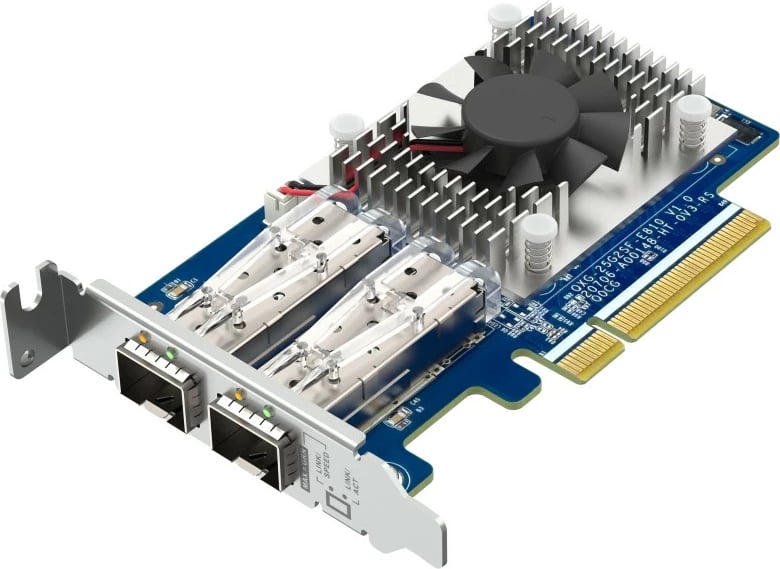 Kartë rrjeti QNAP QXG-25G2SF-E810 2 porte 25GbE SFP28 PCIe Gen4 chipset Intel E810-XXVAM2 set me 3 shina montimi