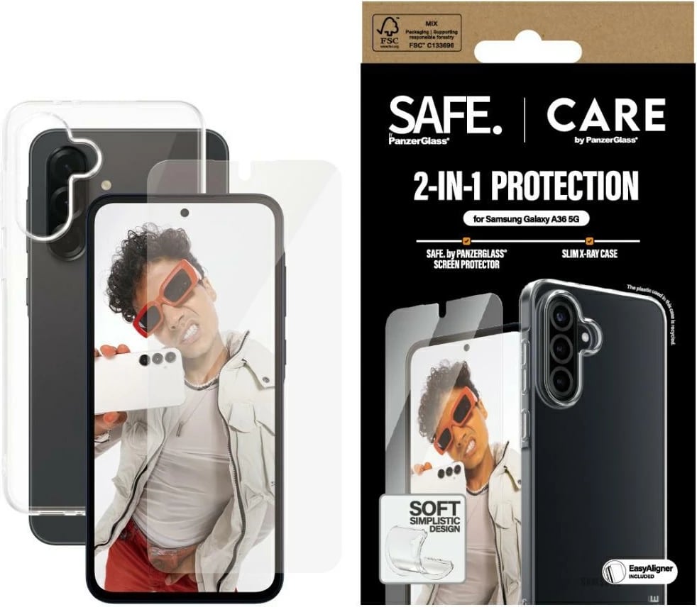 Mbështjellës + xham mbrojtës PanzerGlass CARE 2in1 për Samsung Galaxy A36 5G, transparent
