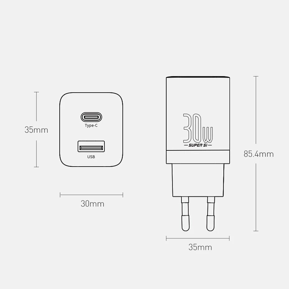 Karikues muri Baseus Super Si Pro CCSUPP-E01, 30W, 2 porta USB/USB-C, i zi Karikues muri Baseus Super Si Pro CCSUPP-E01, 30W, 2 porta USB/USB-C, i zi