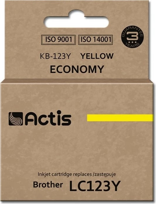 Ngjyrë zëvendësuese Actis KB-123Y për Brother LC123Y/LC121Y, 10ml, e verdhë