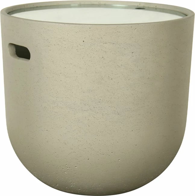 Tavolinë e ulët Cap, ngjyrë çimento e çelët, 49x49x45