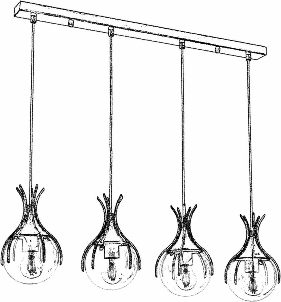 Llambadar Opviq, AV-1766-4EY, ngjyrë antike, 4 llampa
