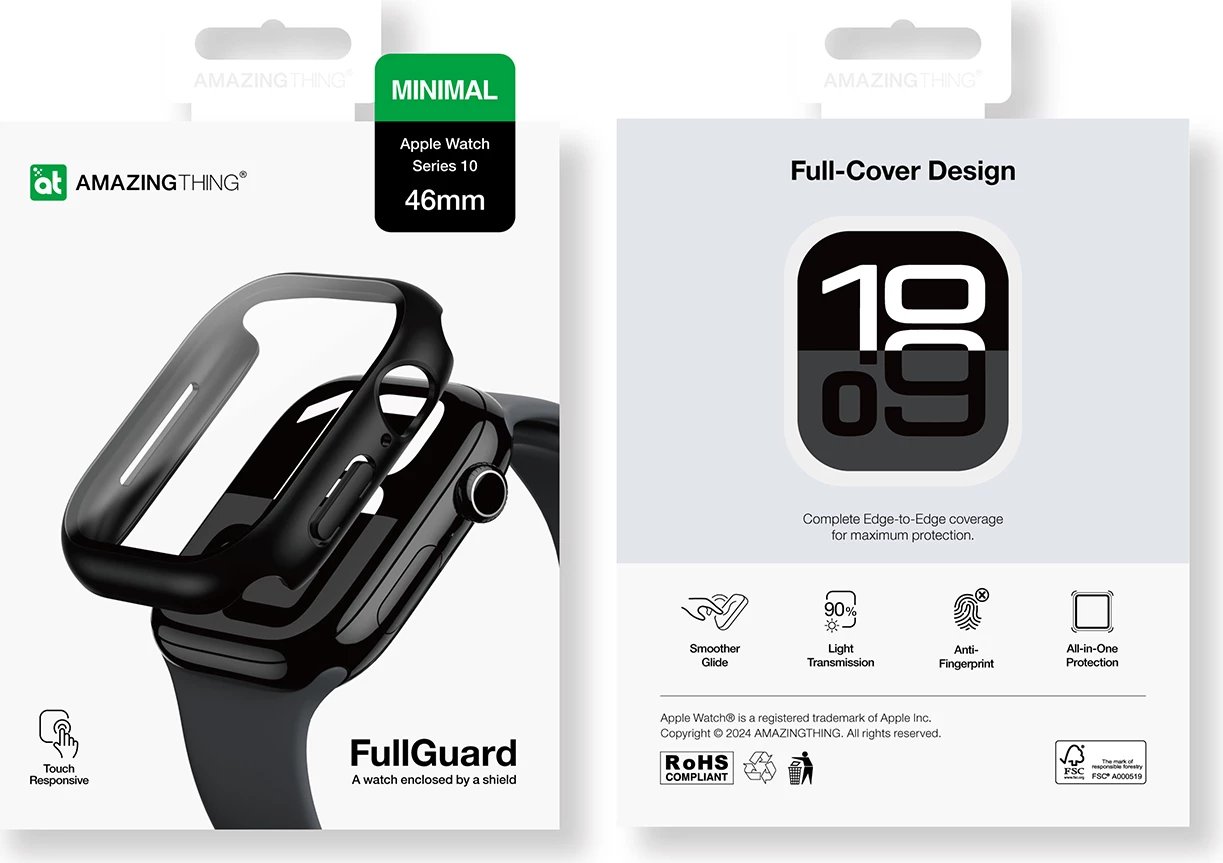 Mbështjellës AmazingThing Radix Glass për Apple Watch 46mm, i zi