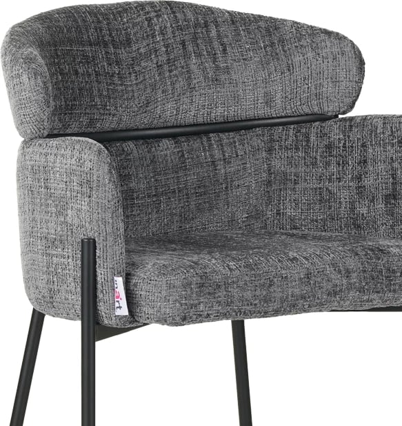 Karrige për bar Tolerse, material stof ngjyrë gri e çelët, këmbë metalike të zeza