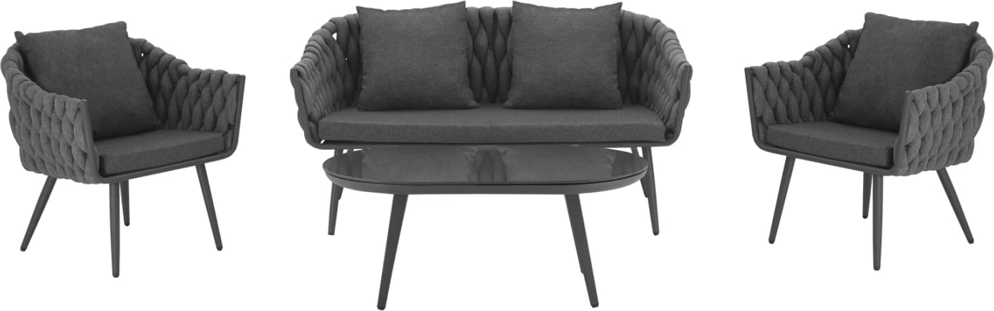 Set salloni 4 pjesë kornizë metalike dhe thurje gri FH5712