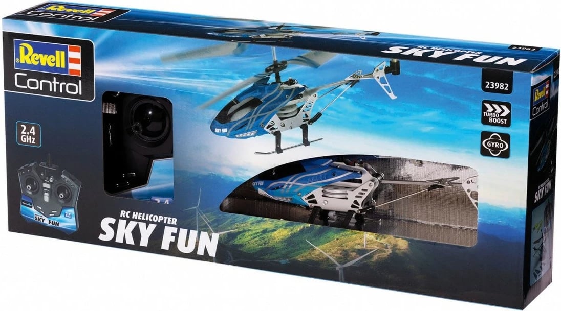 Helikopter me telekomandë Revell RC Sky Fun, 18.5 cm, i zi/blu/gri