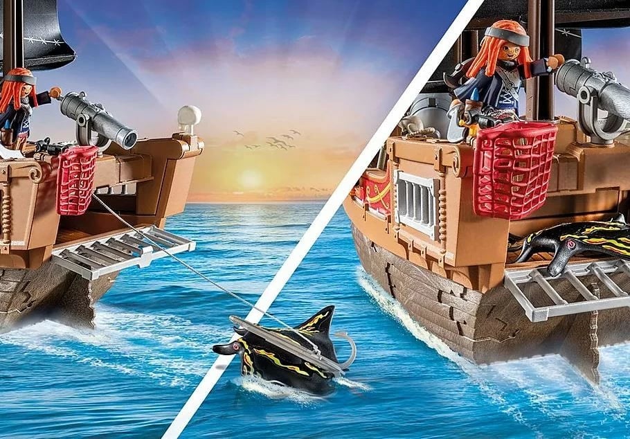 Set figurina Playmobil Pirates 71530, anije e madhe piratësh, 137 pjesë