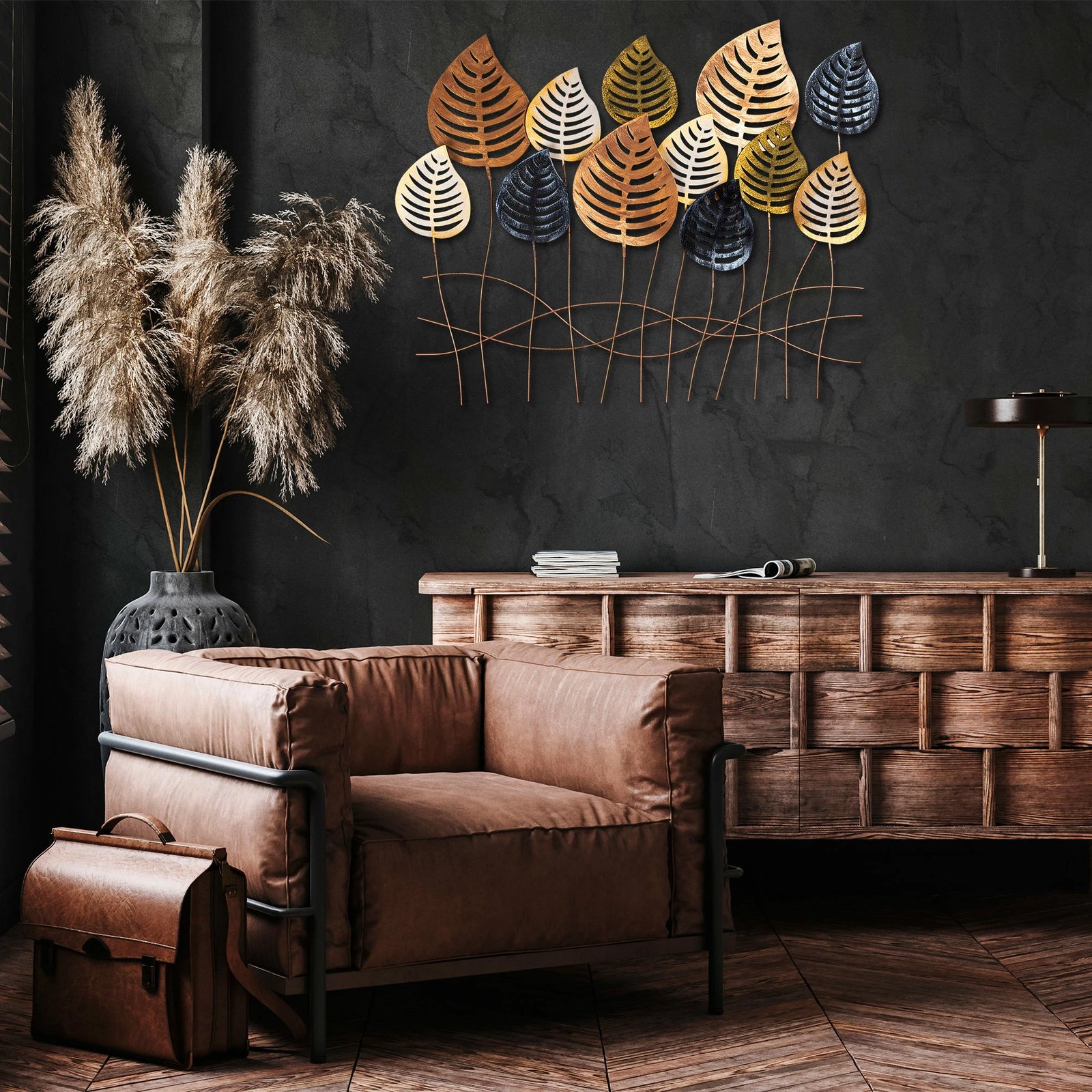 Aksesor dekorativ metalik për mur Wallity, ngjyrë lejla