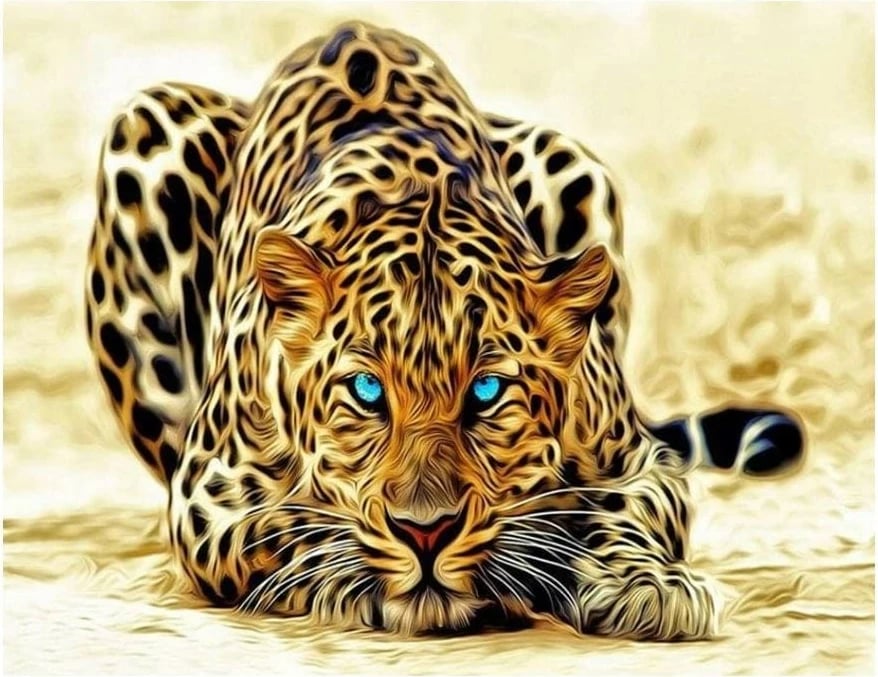 Mozaik me diamant Norimpex NO-1007294, Leopard, 40x30 cm, shumëngjyrësh, set