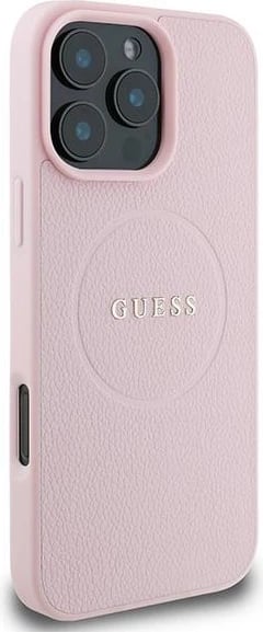 Mbështjellës Guess Grained Gold Ring MagSafe për iPhone 15 Pro Max, Rozë Mbështjellës Guess Grained Gold Ring MagSafe për iPhone 15 Pro Max, Rozë