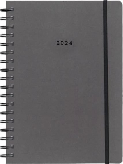 Kalendar spiral ditor NEXT 2024, 12x17cm, Gri e Errët