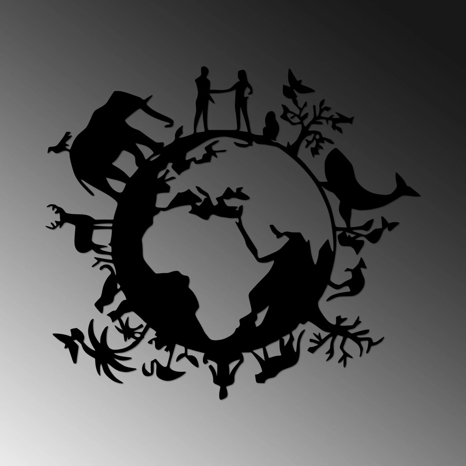 Aksesor dekorativ muri prej metali, Animal World, Wallity, 62x70cm, i zi