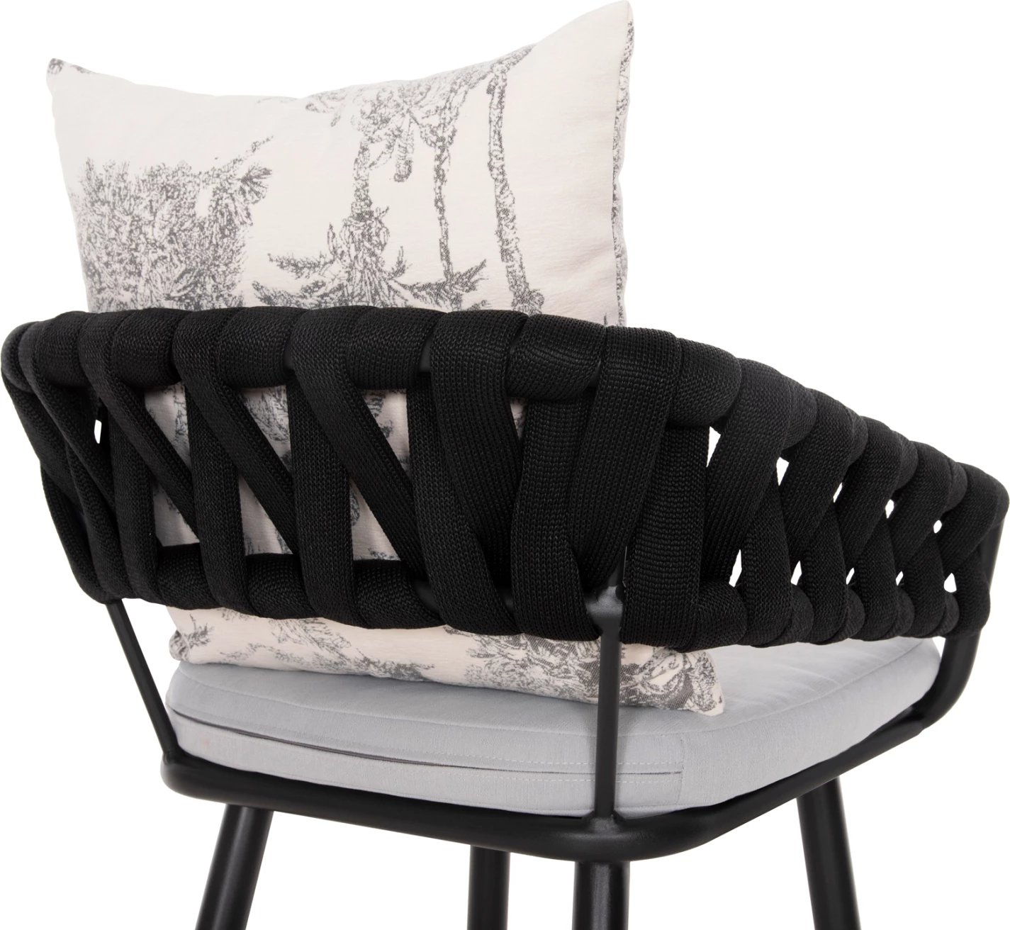 Karrige për bar alumini CAMDEN FH6142.01, ngjyrë antracit, me jastëk mbrapa ecru me dizajn print, 56x60x108H cm