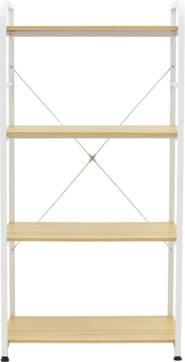 Raft në këmbë Depo, metal i bardhë-MDF, hije natyrale, 60x40x120cm