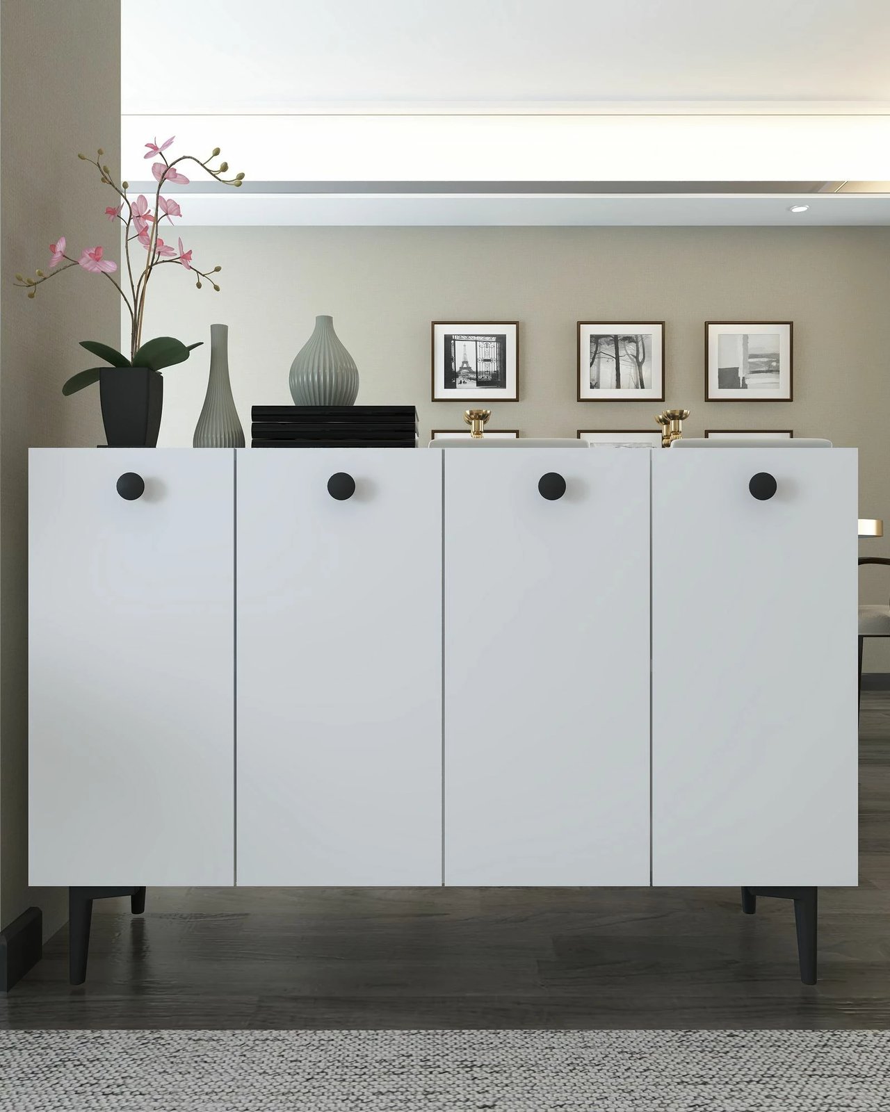 Konsol Skye Decor, Betty, e bardhë, e zezë