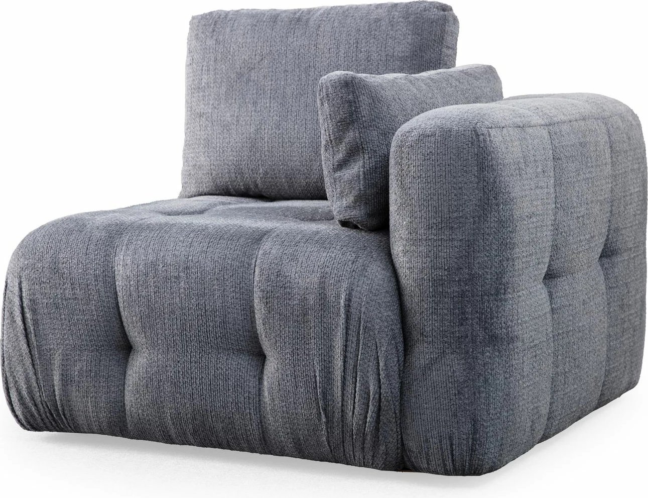 Kënd-sofë Amaris, 2 vendësh me pouffe, ngjyrë gri