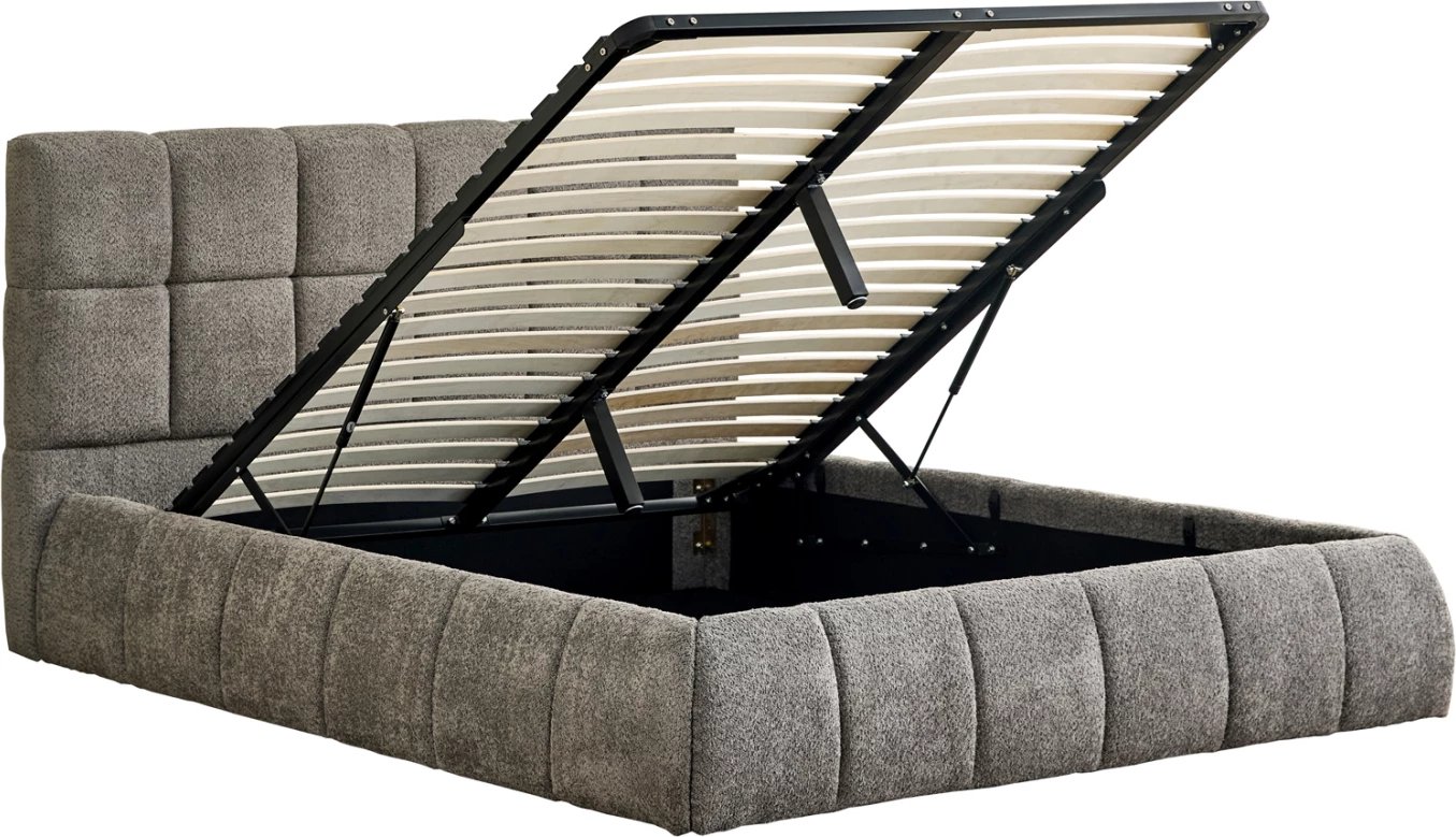 Krevat dopio EDDY, boucle gri, me hapësirë për depo, FH731.01, për dyshek 160x200cm