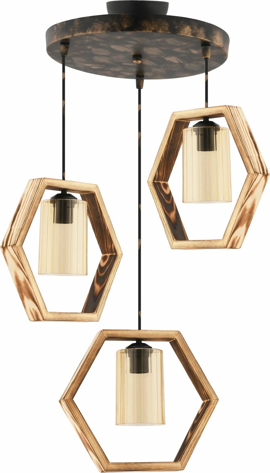 Llambë tavani Opviq, Hexagon Triple G Glass, natyrale, vintage