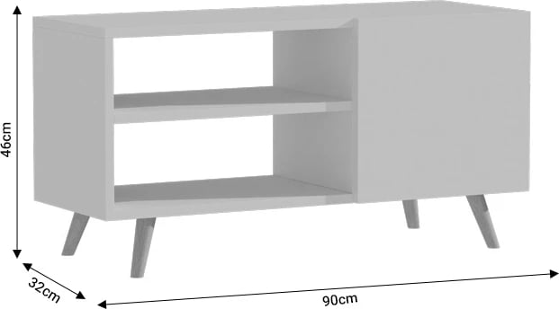 Komodë TV Orianne, melaminë, e bardhë-natyrale, 90x32x46cm