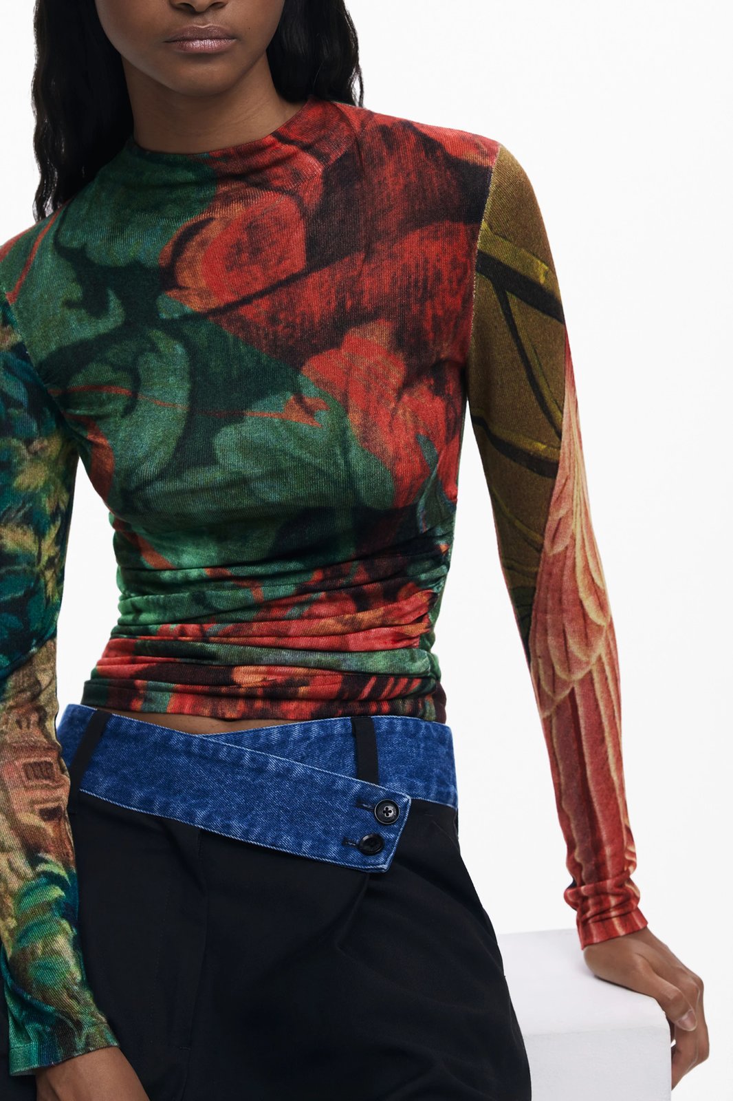 Xhemper femra Desigual Tapiz Lacroix Jersey, e gjelbër