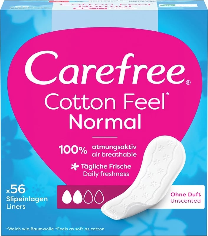 Peceta higjienike për femra Carefree Cotton Feel Unscented Normal, 56 copë