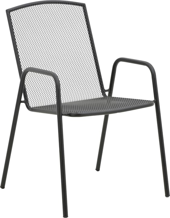 Karrige për kopsht Pomedon e grumbullueshme, metalike, ngjyrë e zezë, 56x64x87cm