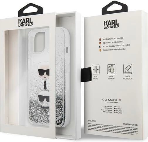 Mbështjellës Karl Lagerfeld KLHCP13SKICGLS për iPhone 13 mini, Hardcase, Silver