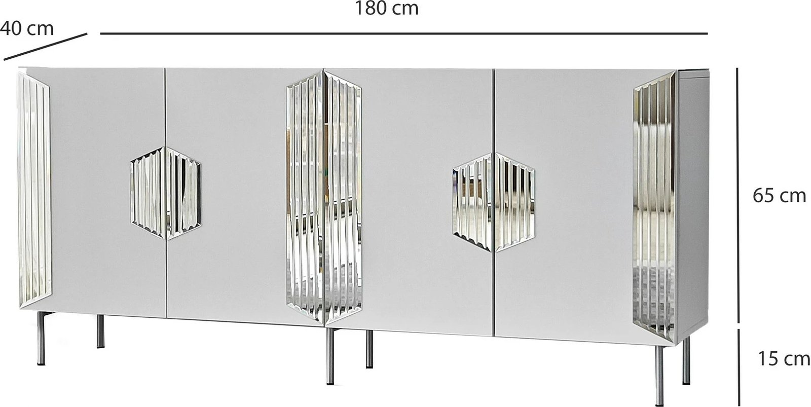 Konsolë Skye Decor, Dubai, e bardhë, argjend