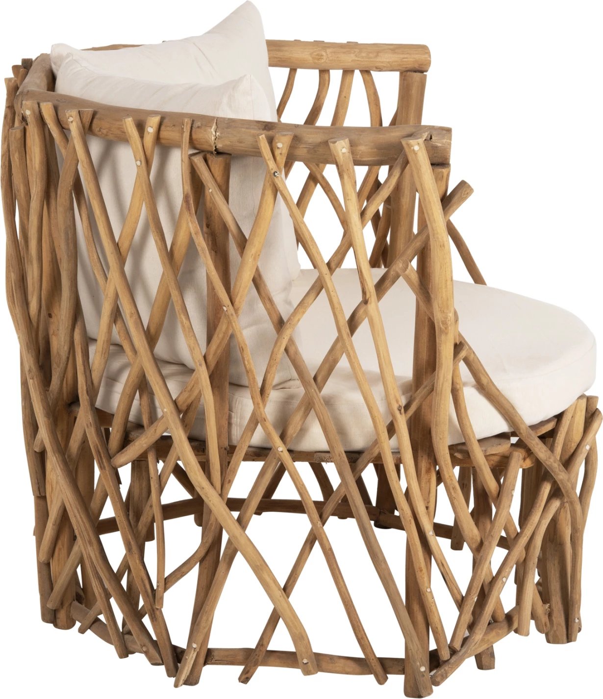Fotelje KAAN FH5994 degë TEAK, jastëk të bardhë, 95x89x80H cm.