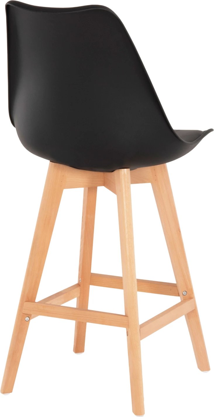 Karrige për bar VEGAS FH8000.22, lartësi mesatare, polipropilenë e zezë, dru ahu natyral, 47x58x103H cm, set prej 4 copash