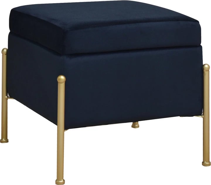 Tabure-trunk Panton, kadife e zezë, 40x40x36.5cm