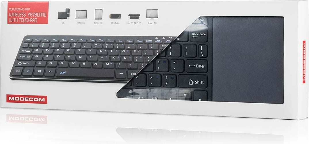 Tastierë wireless MODECOM MC-TPK1 me touch panel, e zezë