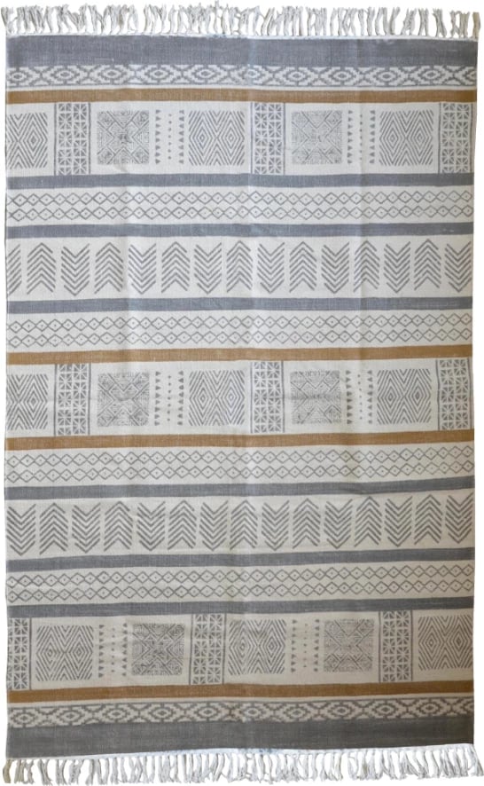 Qilim Teccati, pambuk, ngjyrë bezhë me shumëngjyrësh, 120x190cm