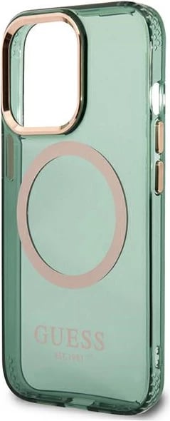 Mbështjellës Guess GUHMP13LHTCMA për iPhone 13 Pro/13 6.1", MagSafe, i fortë, Gjelbër