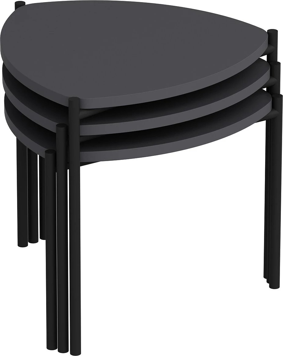 Set tavolinash të vendosshme, Lenny, ngjyrë antracit, 3 copë