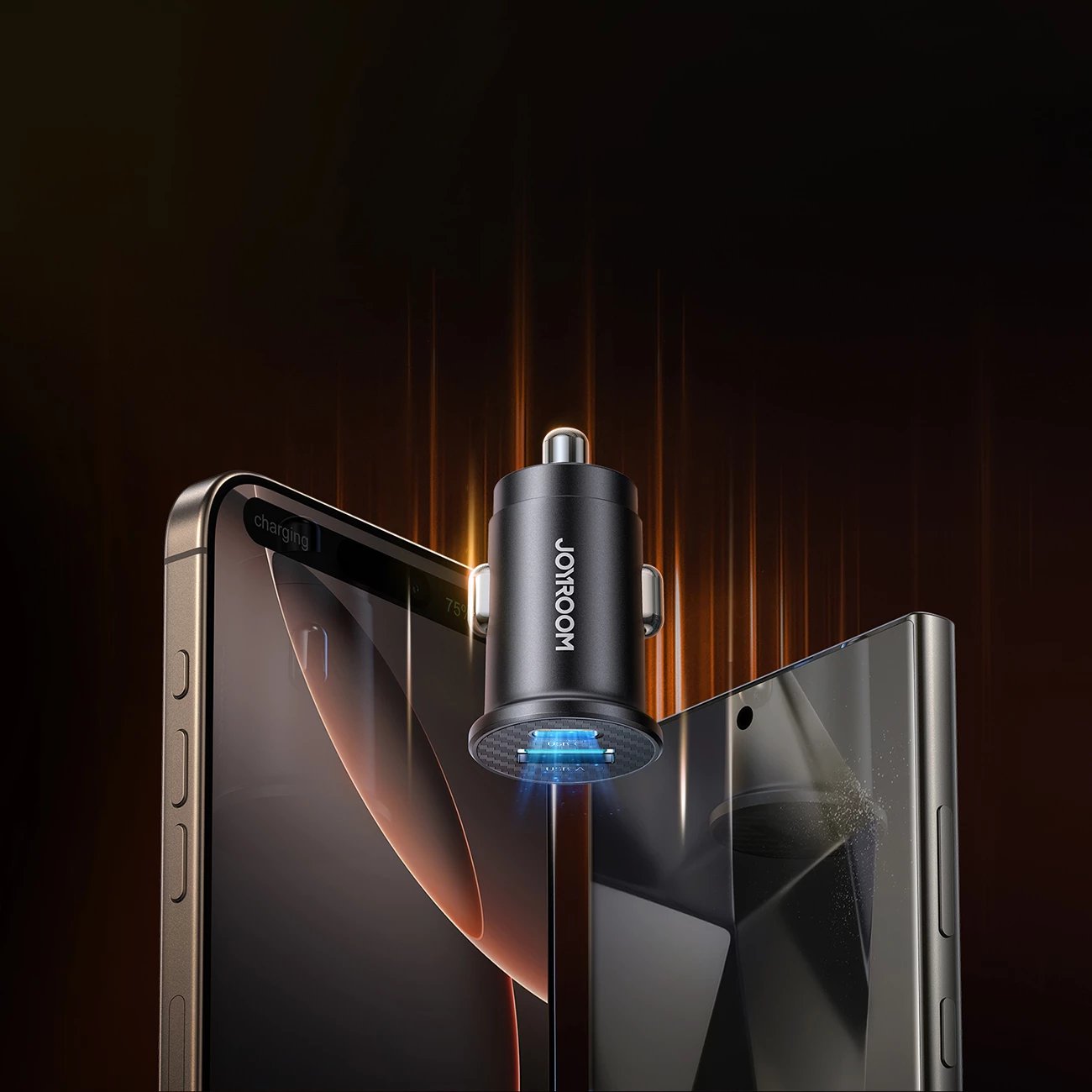 Karikues veture Joyroom JR-CCN16 15W, 2 porta USB-A & USB-C, 12-24V, pa kabllo, zi