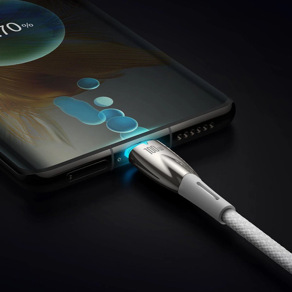 Kabllo USB-C Baseus CADH000802, 2m, 100W, 5A, e bardhë