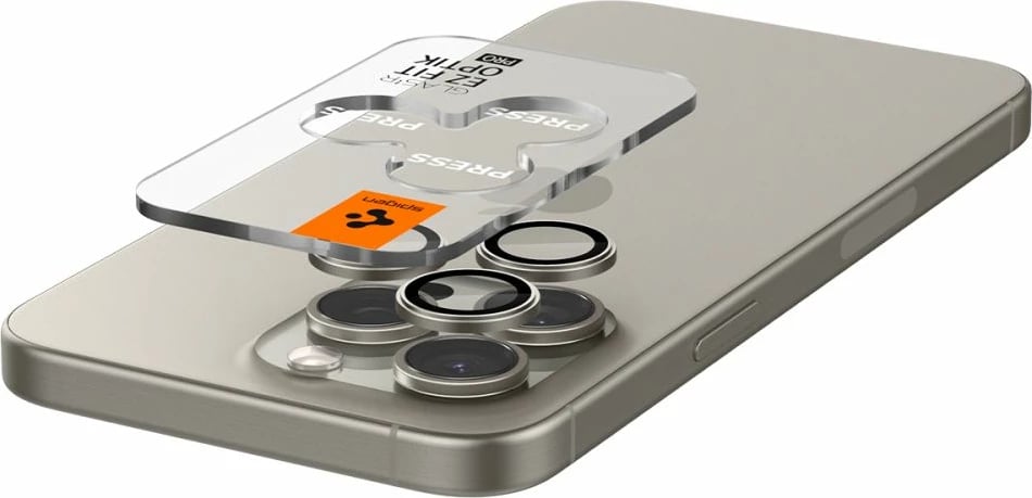 Mbrojtës xhami për kamerë Spigen Optik.tR EZ Fit, për iPhone 14 Pro / Pro Max / 15 Pro / Pro Max, Titanic, 2 copë