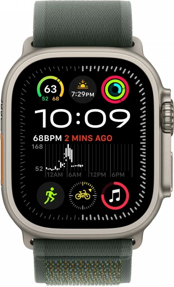 Rrip Apple Trail për Apple Watch 49 mm, M/L, Titanium natyral, i gjelbër