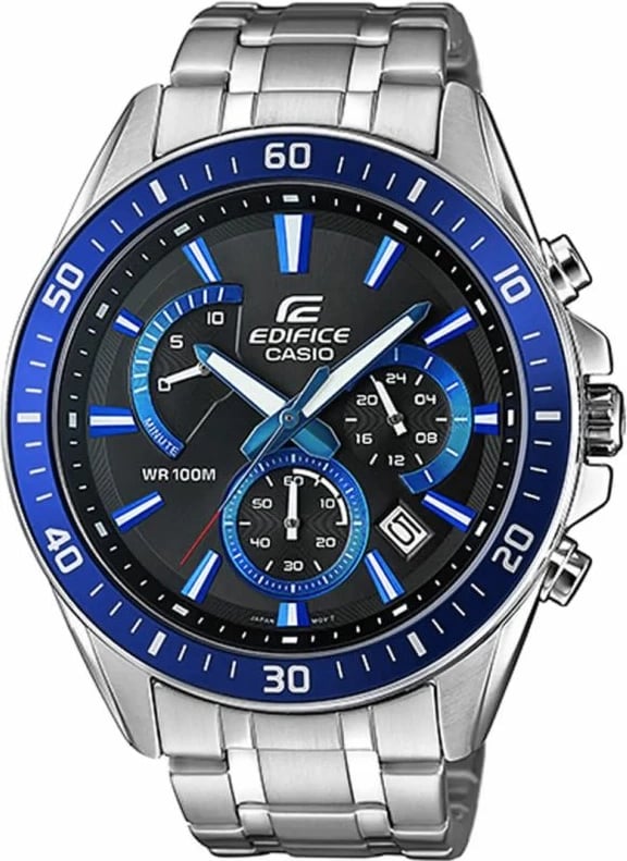 Orë dore për meshkuj Casio Edifice, argjendtë-blu