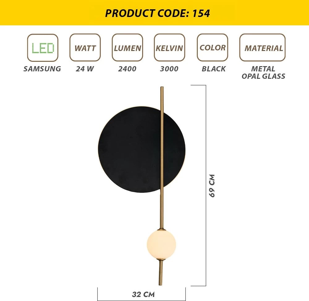 Llambë muri Opviq, L1119, e zezë